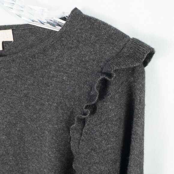 Benedetta B Merino Wool Cashmere Blend Ruffle Sweater Womens Medium Gray Chic - Picture 6 of 14